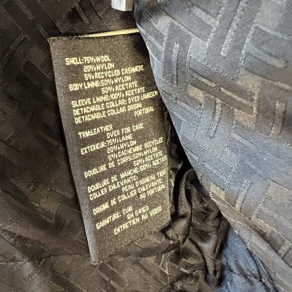 Cole Haan Black Wool Blend High Neck Full Zip Coat - Picture 9 of 9